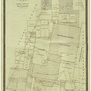 May include: A vintage map of Hidalgo County, Texas, from April 1896. The map shows the county's land divisions, including the towns of San Salvador del Tule, Santanila, and Llano Grande. The map is printed in brown ink on a cream-colored background.
