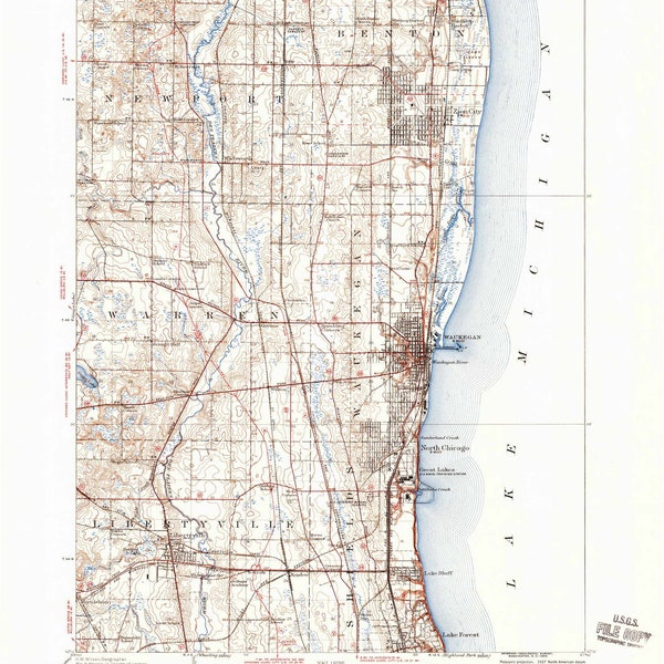 Waukegan Maps Etsy