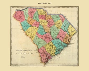 South Carolina 1822 State Map (Map Only) - Carey - Reprint State