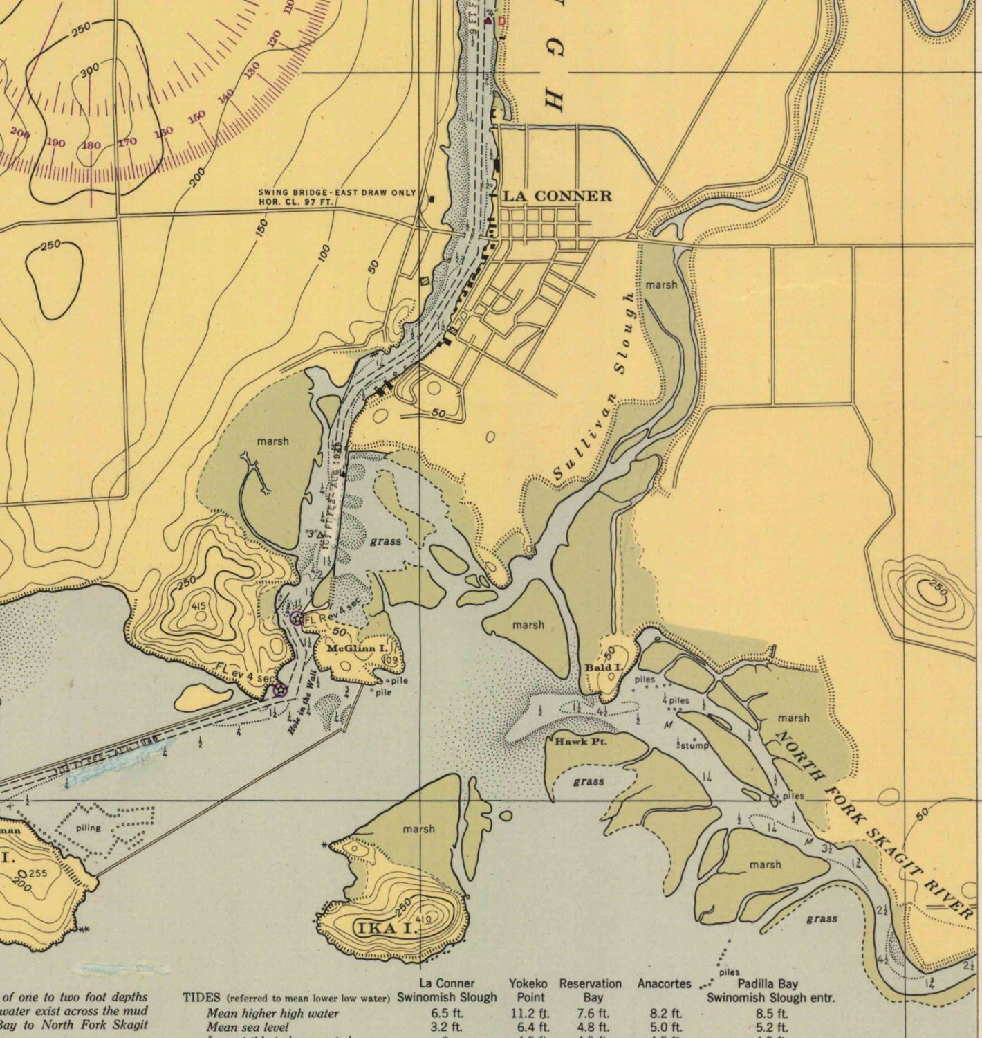 Anacortes Skagit Bay 1947 Nautical Map Washington Reprint Etsy