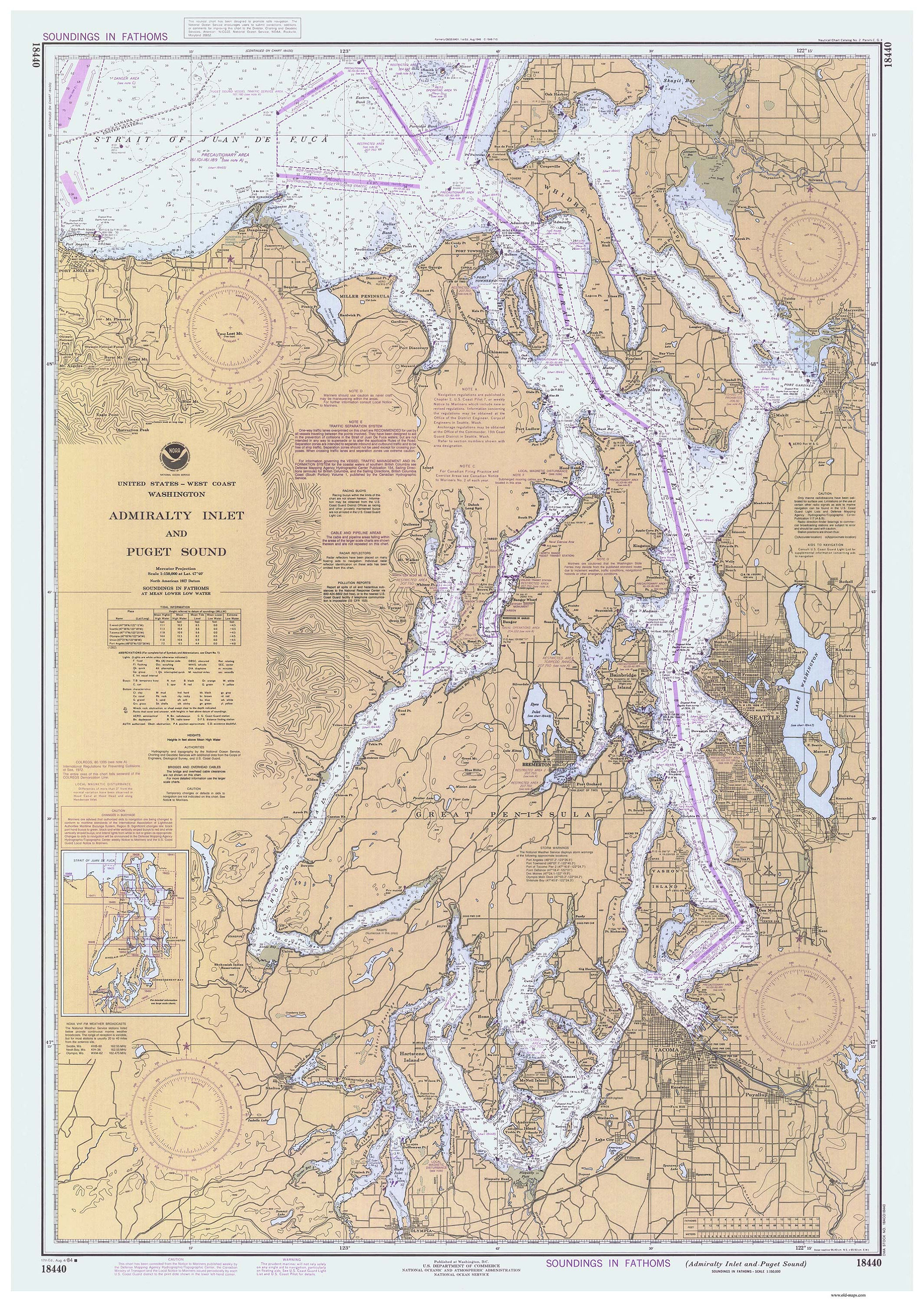 Nautical Map Of Puget Sound Puget Sound 1984 Nautical Map Washington Pc Big Area 6401 - Etsy Sweden