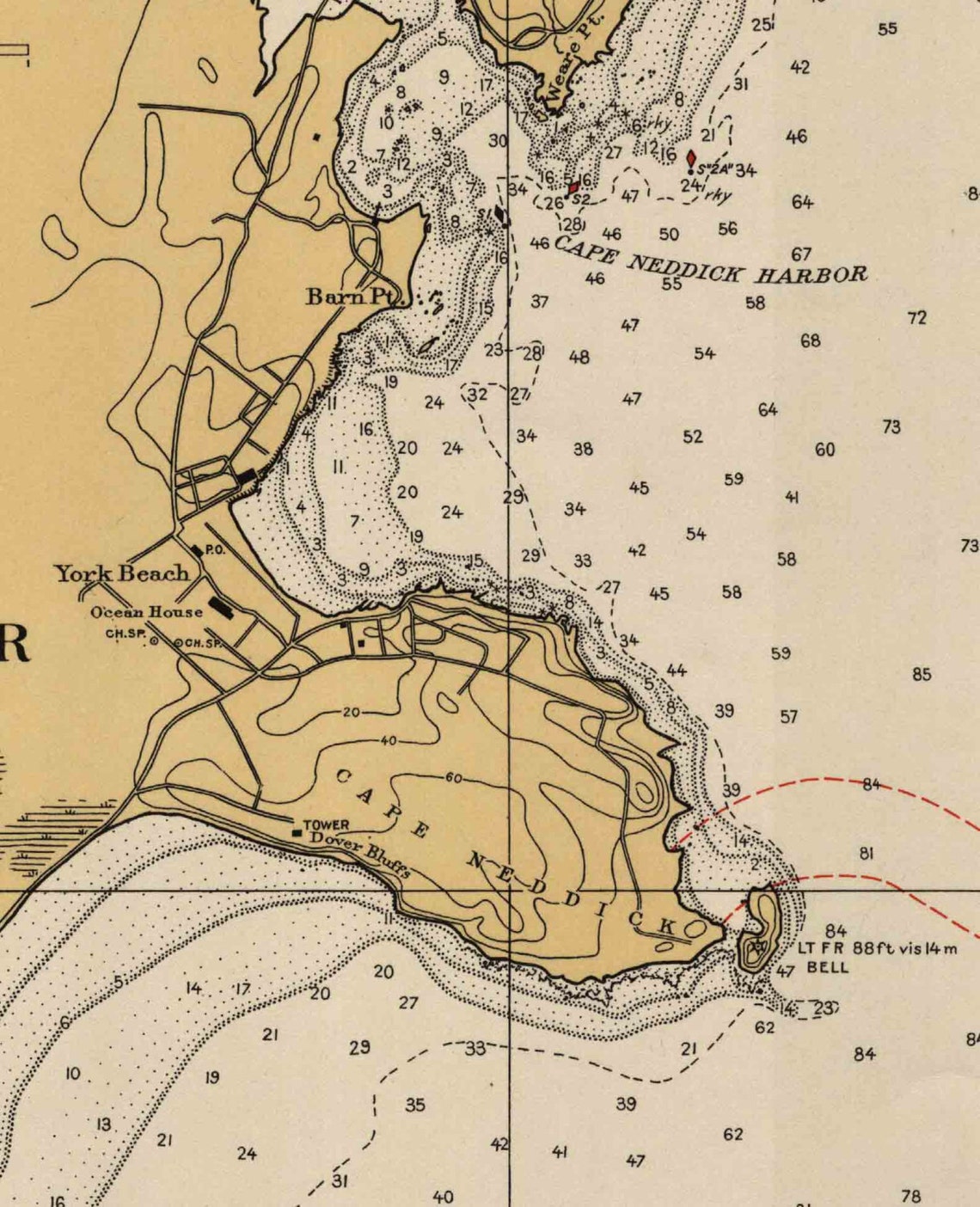 Cape Neddick to York River Maine 1935B Nautical Map Harbors 1 Etsy