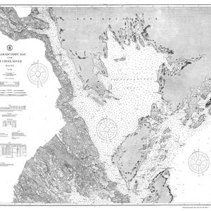 Passamaquoddy Bay and the St Croix River Maine - Canada-1905 Nautical Map Harbors 5 300 Reprint