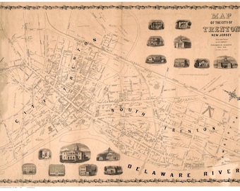 Trenton, New Jersey, 1849, Old City Map Reprint