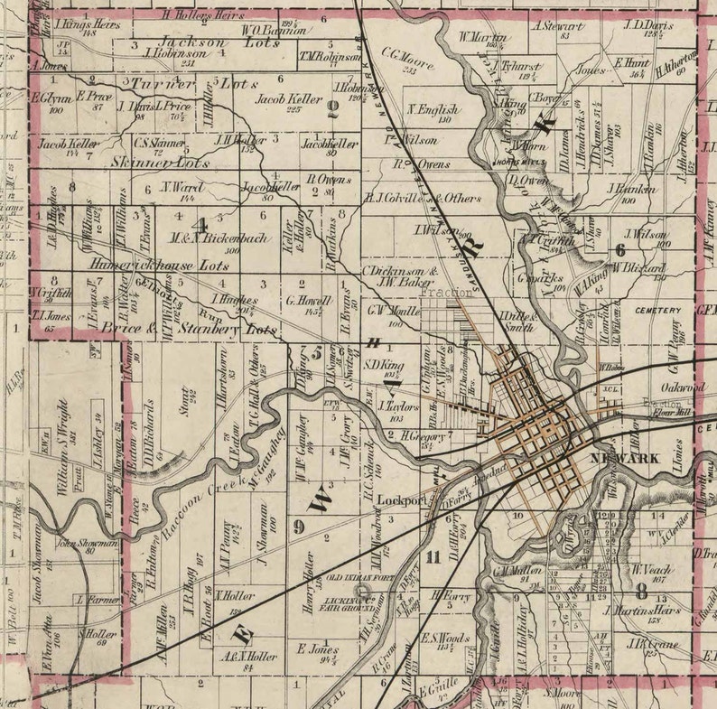 Licking County Ohio 1854 Old Wall Map Reprint With Homeowner Etsy