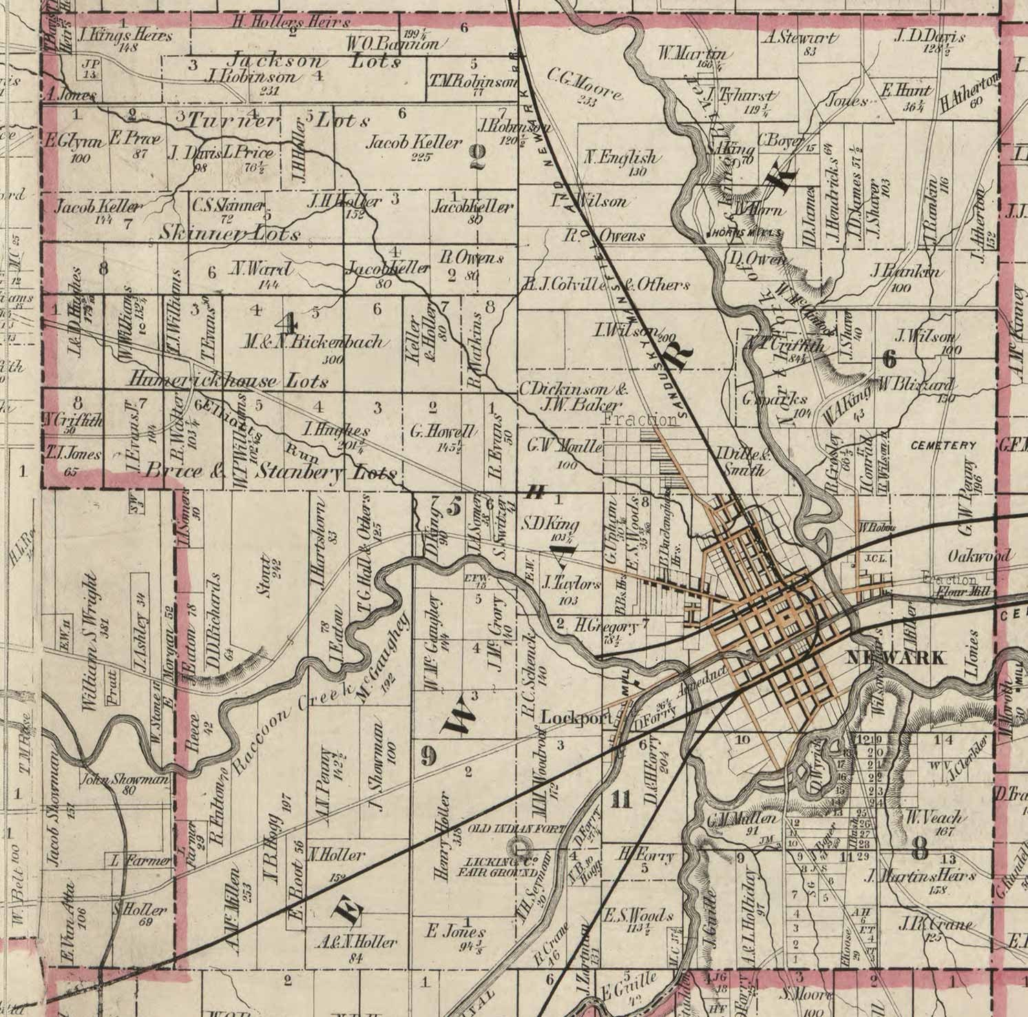 Licking County Ohio 1854 Old Wall Map Reprint With Homeowner - Etsy