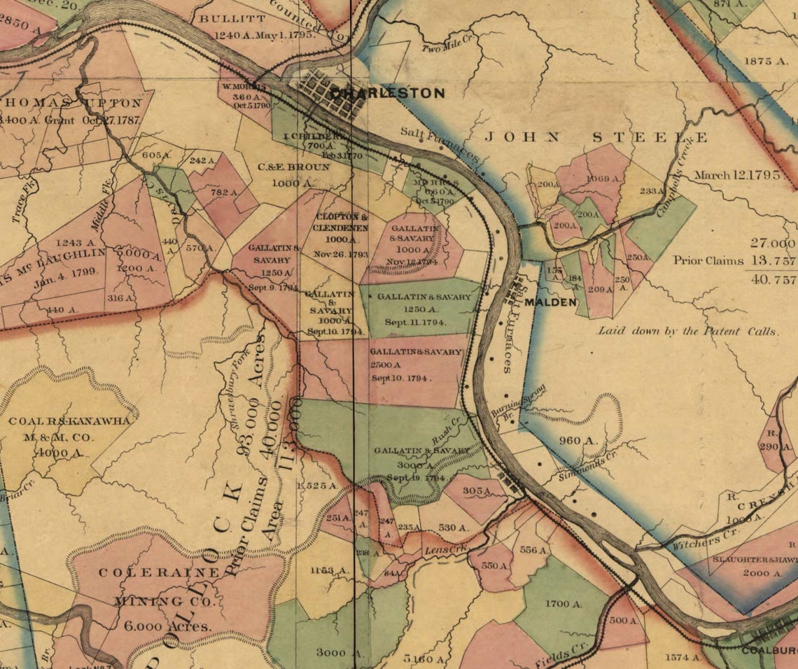 Great Kanawha Valley Coal Fields West Virginia Title Map 1867 Etsy