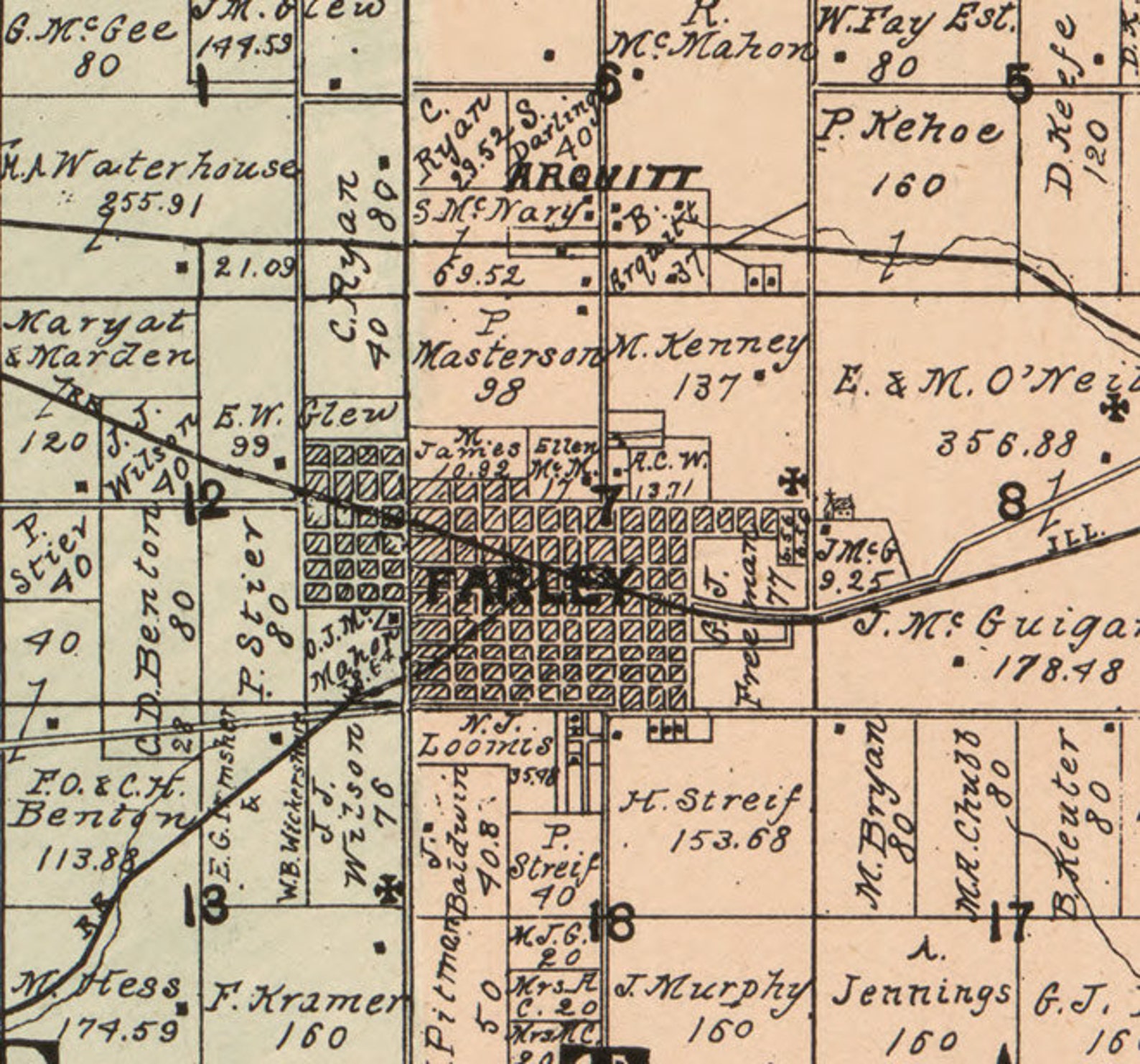 Dubuque County Iowa 1900 Old Wall Map With Landowner Names Farm Lines
