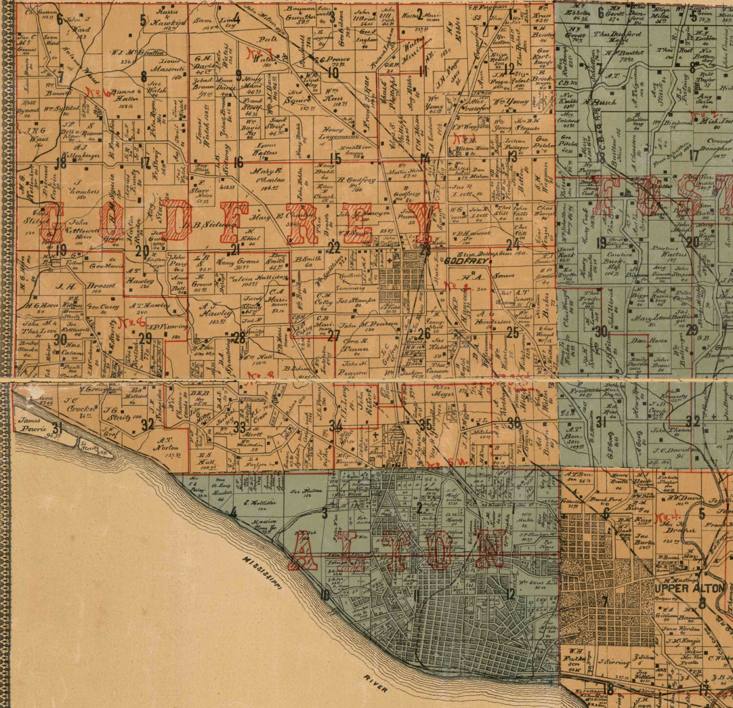 Madison County Illinois 1892 Old Wall Map Reprint With Etsy