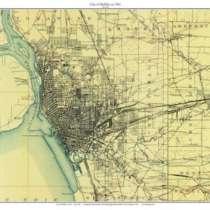 Buffalo City - 1901 USGS Old Topographic Map Depew Williamsville Custom Composite reprint - Lake Erie - New York