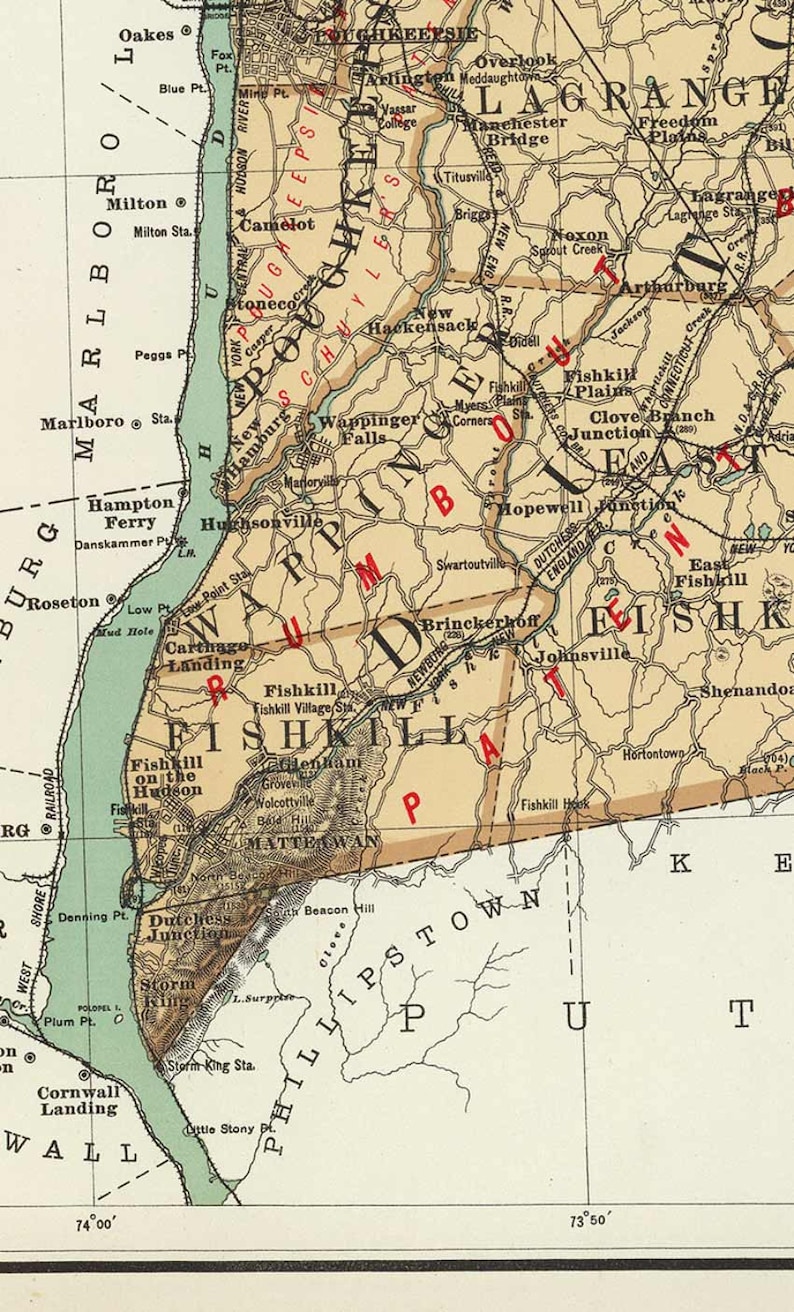 Dutchess County 1895 map New York reprint land patents Bien Etsy