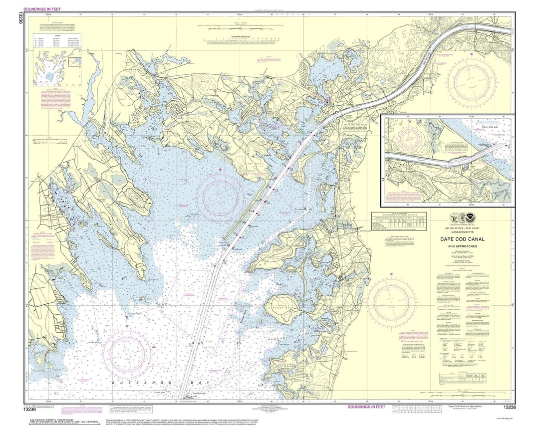Harbor Map Cod Cape Cod Canal Approaches 2013 Nautical Map Massachusetts Harbor Chart ...