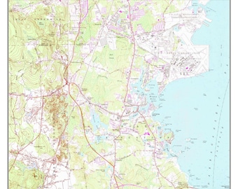 Quonset Point Ri Map Quonset Point | Etsy
