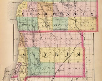 Charlevoix and Antrim Counties Michigan 1873    - MI Atlas 1873  #57