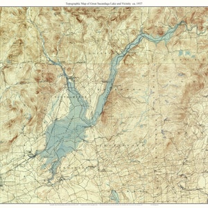 Great Sacandaga Lake & Vicinity 1937 USGS Old Topographic map Reprint Custom Composite Reprint New York Eastern Lakes image 1