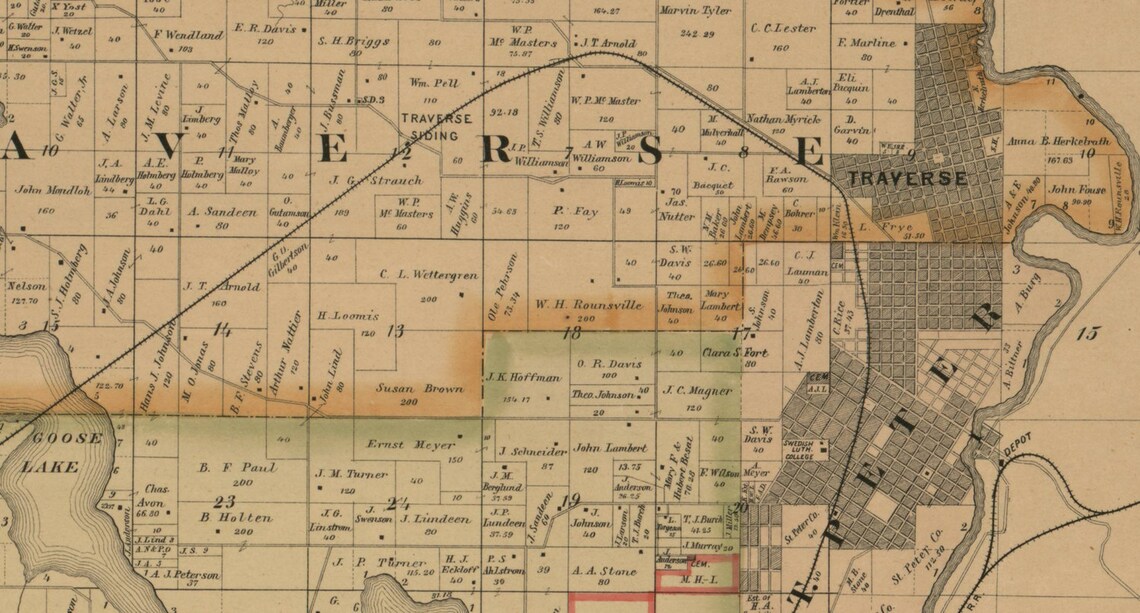 Nicollet County Minnesota 1885 Old Wall Map Reprint with Etsy