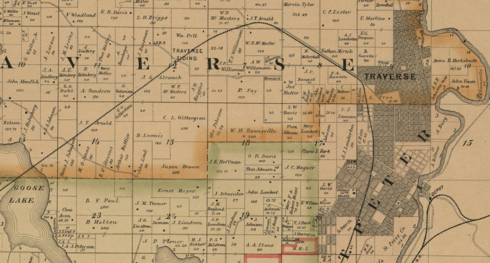 Nicollet County Minnesota 1885 Old Wall Map Reprint with Etsy