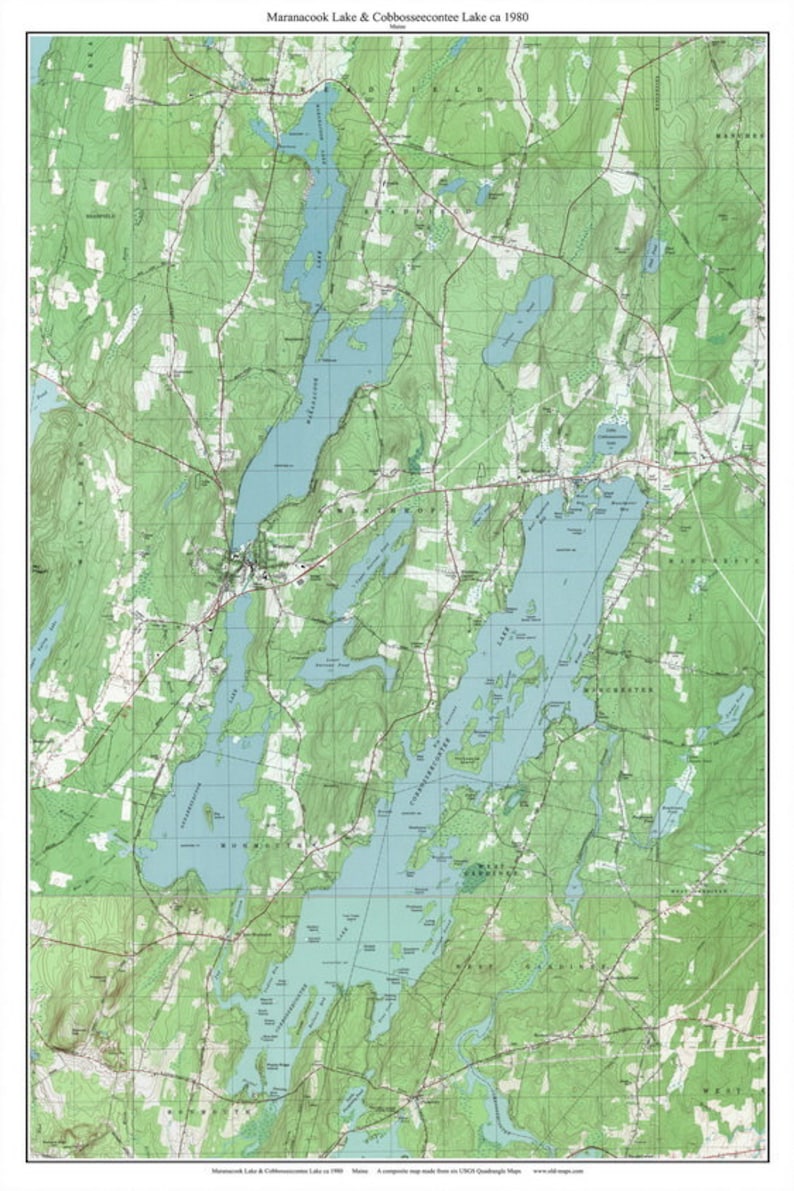 Maranacook Lake 1980 Topographic Map USGS 7x7 Custom Composite Etsy
