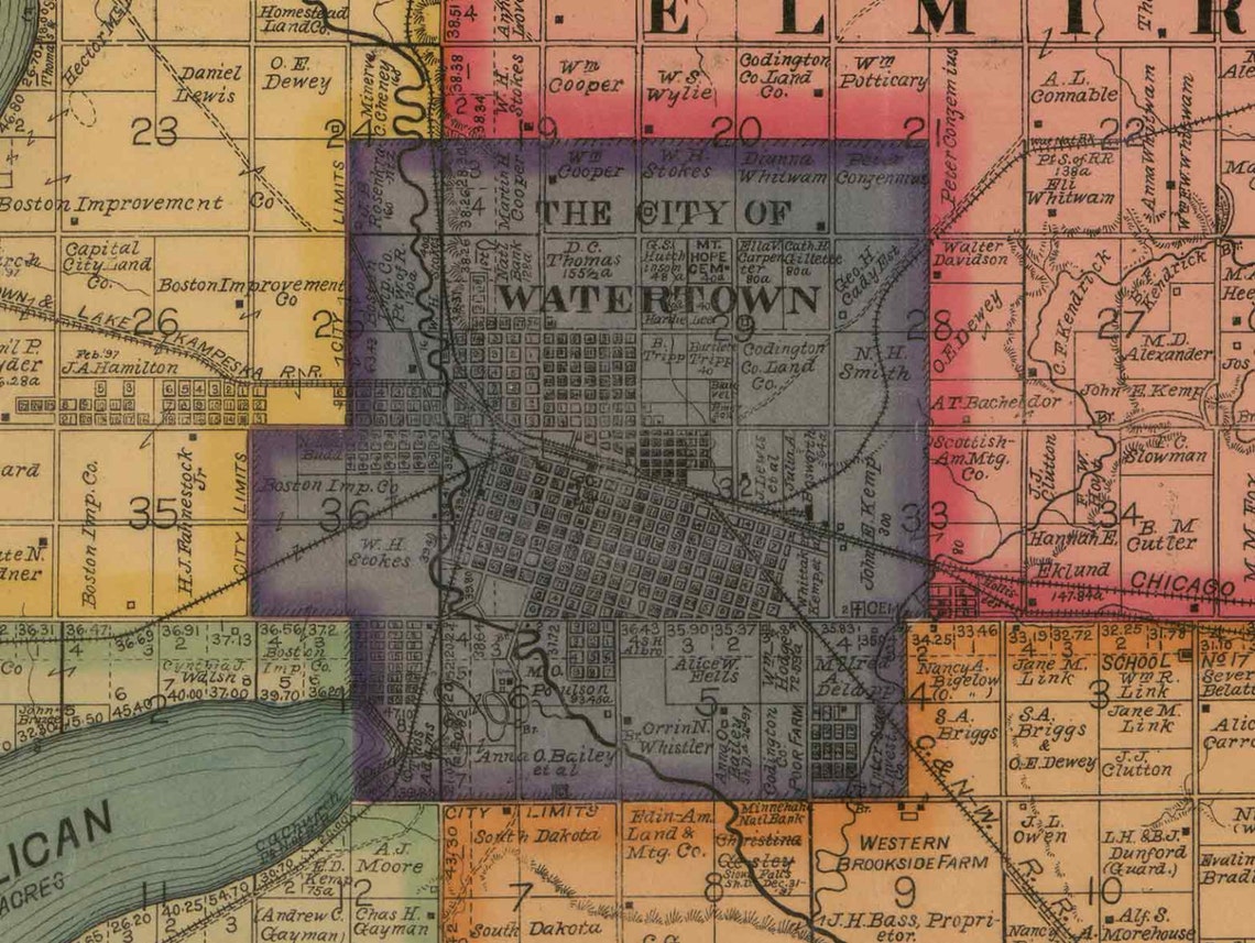 Codington County South Dakota 1898 Old Wall Map With Etsy