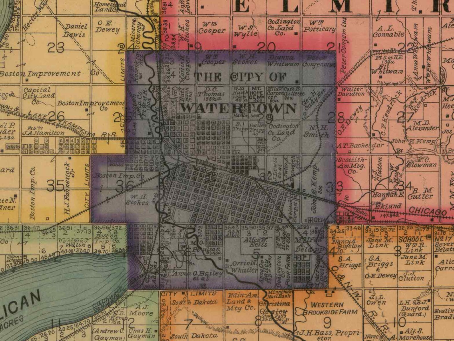 Codington County South Dakota 1898 Old Wall Map With Etsy