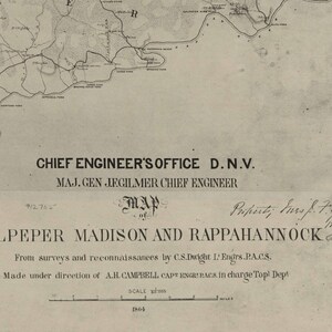 Culpepper, Madison & Rappahannock Counties Virginia 1864 Wall Map With