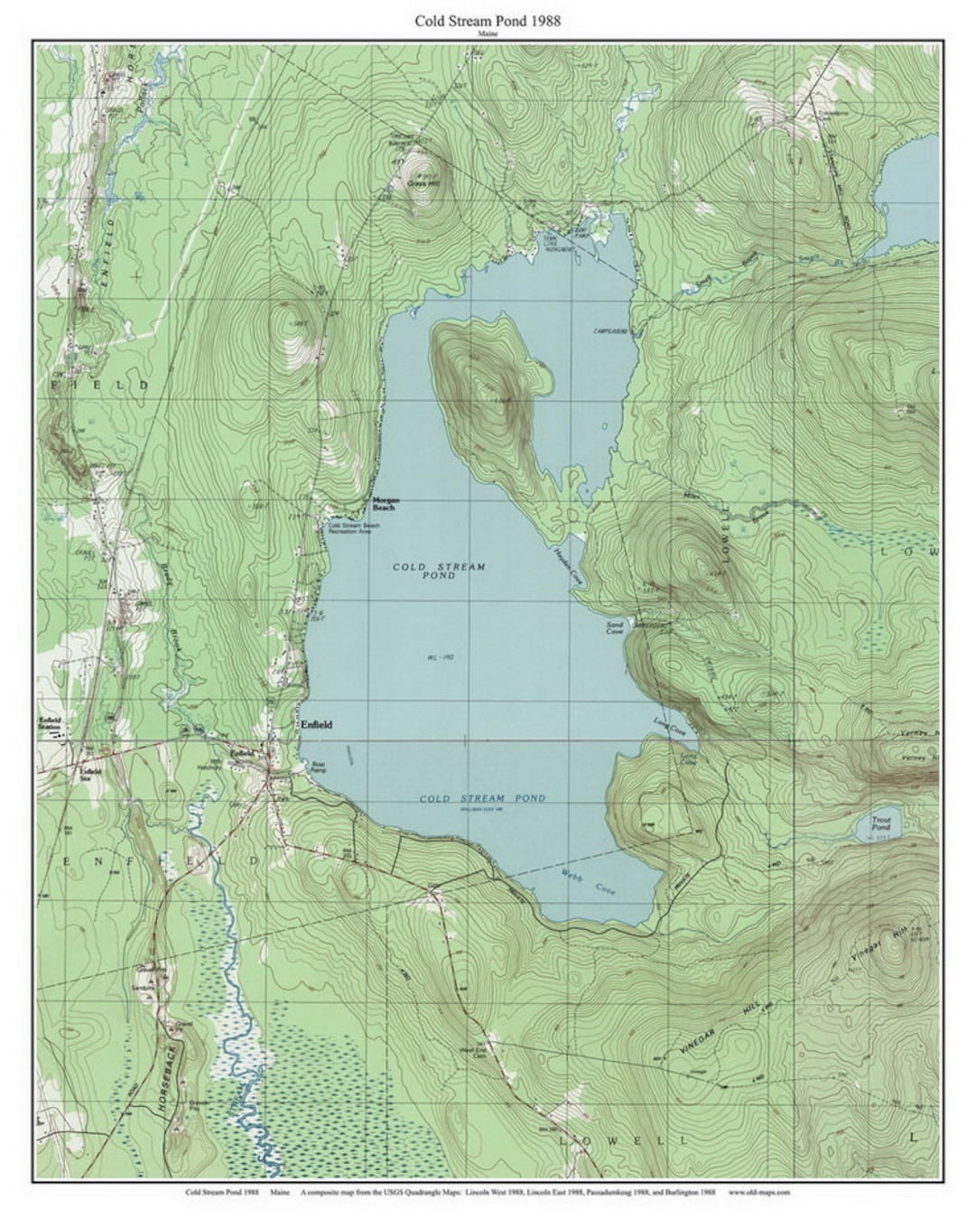 Cold Stream Pond 1988 Topographic Map USGS 7x7 Custom Etsy