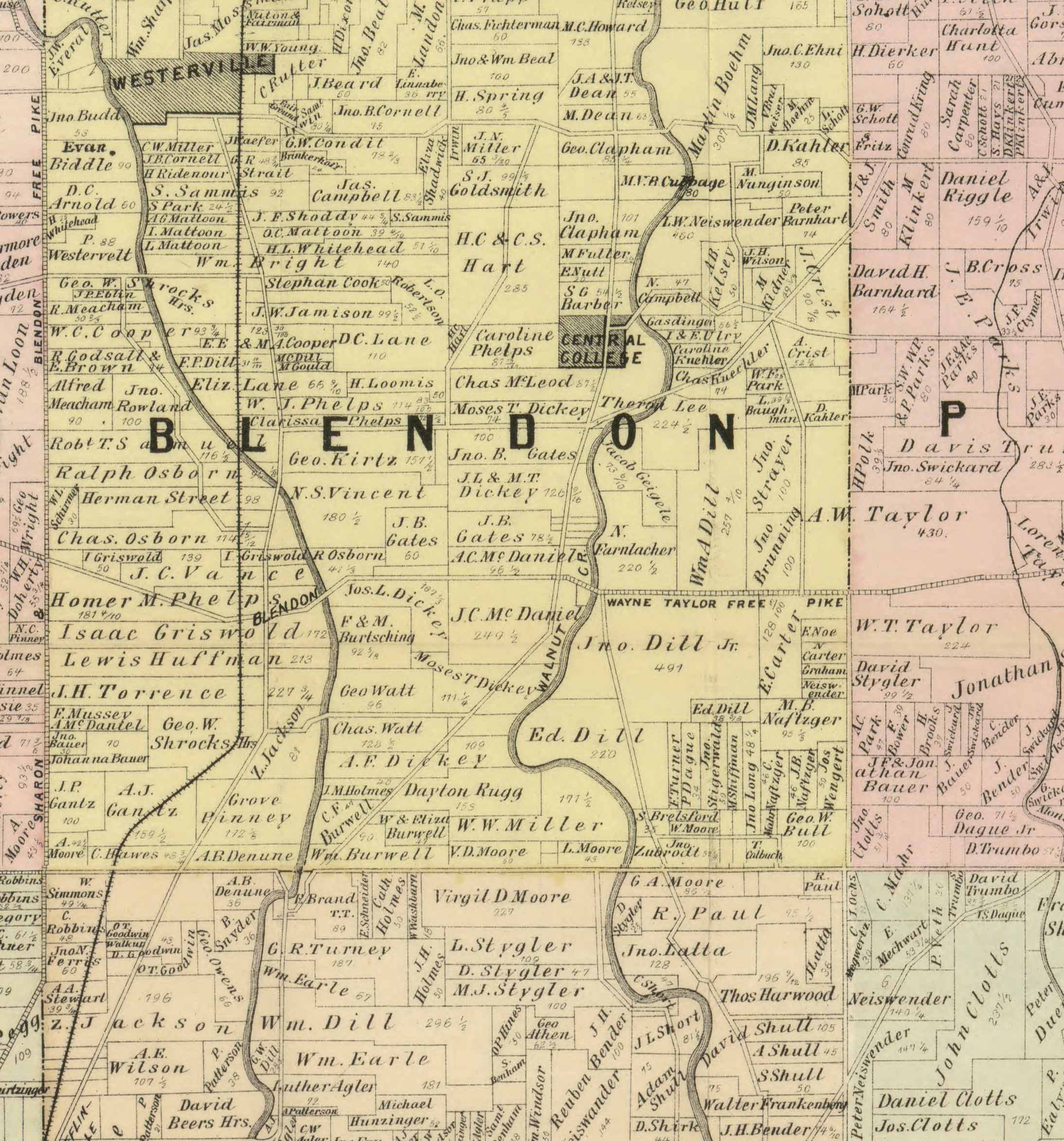 Franklin County Ohio 1883 Old Wall Map Reprint With - Etsy