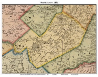 Map Of West Roxbury Ma West Roxbury 1852 Old Town Map With Homeowner Names | Etsy Uk