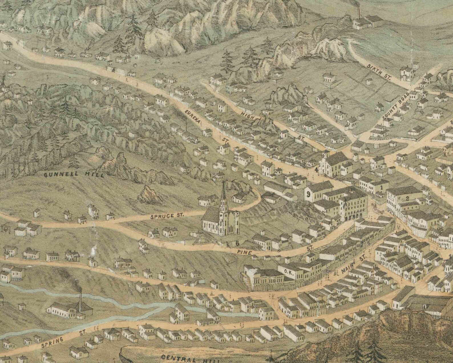 Central City and Black Hawk Colorado 1873 Birds Eye View Etsy