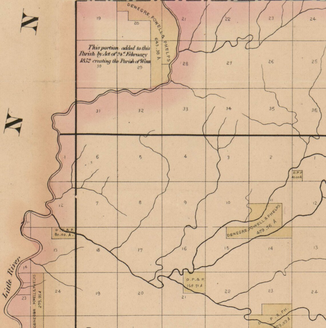 Catahoula Parish Louisiana 1860 Old County Wall Map with Etsy