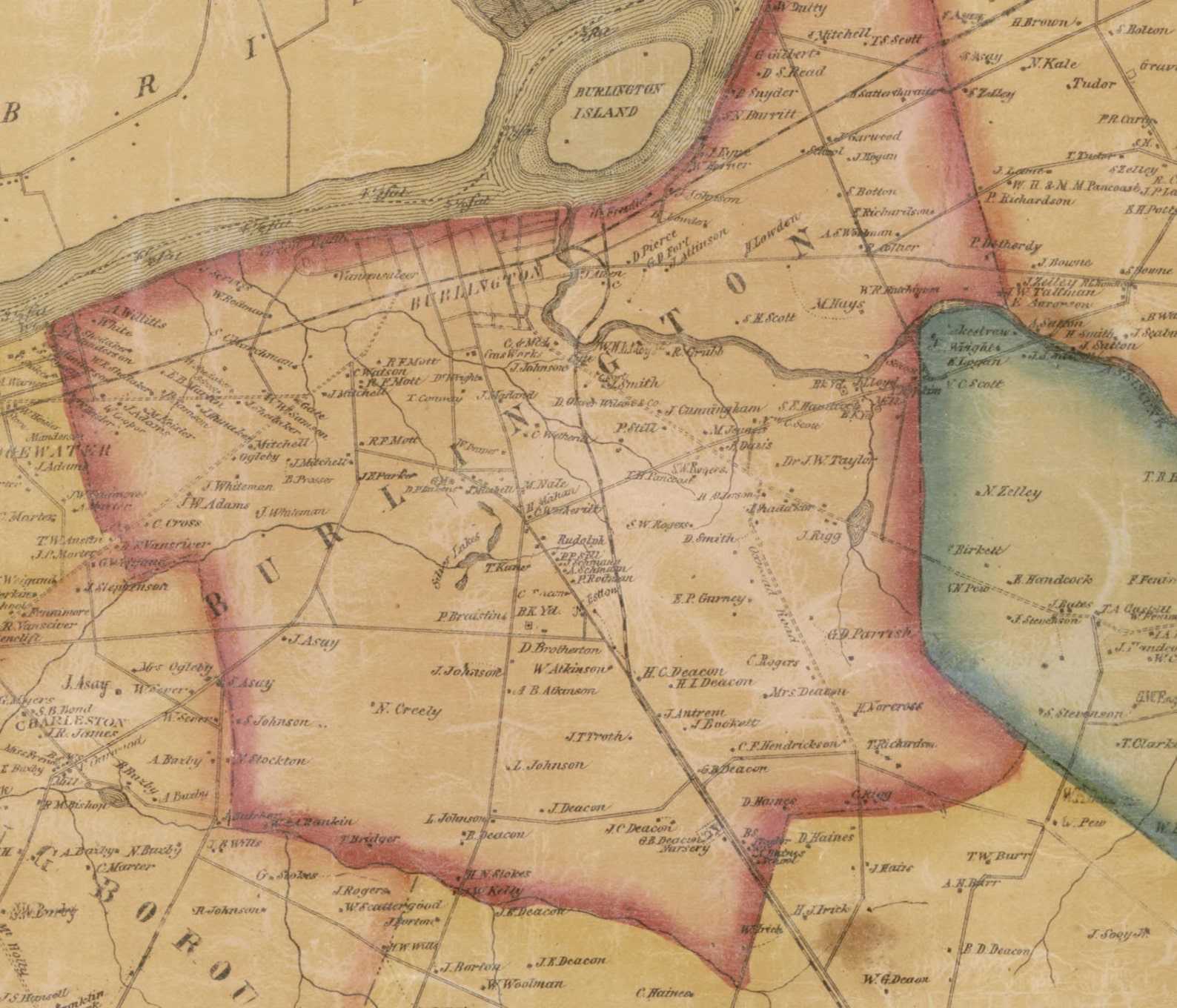 Burlington County New Jersey 1859 Old Wall Map Reprint With Etsy