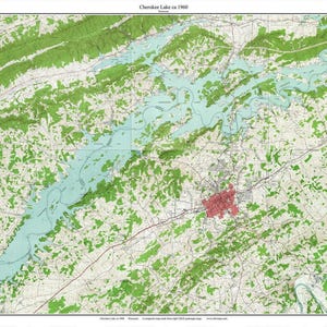 Cherokee Lake 1960 Old Topo Map - A Composite made from 8 old USGS Topographical Maps -  Custom Reprint Tennessee