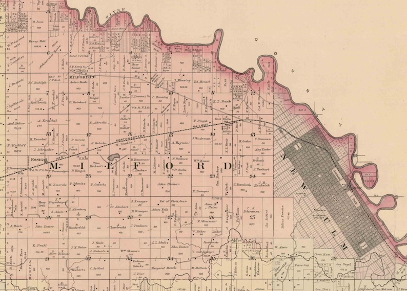 Brown County Minnesota 1886 Old Wall Map Reprint With Etsy