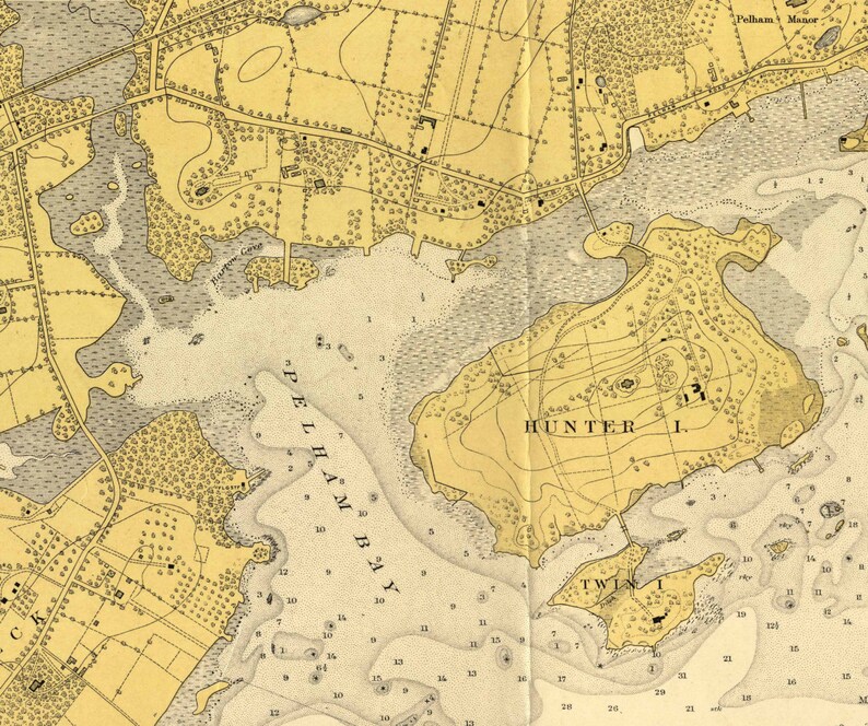 New Rochelle to Throgs Neck Long Island Sound NY 1917 Nautical Map Reprint Harbors 272