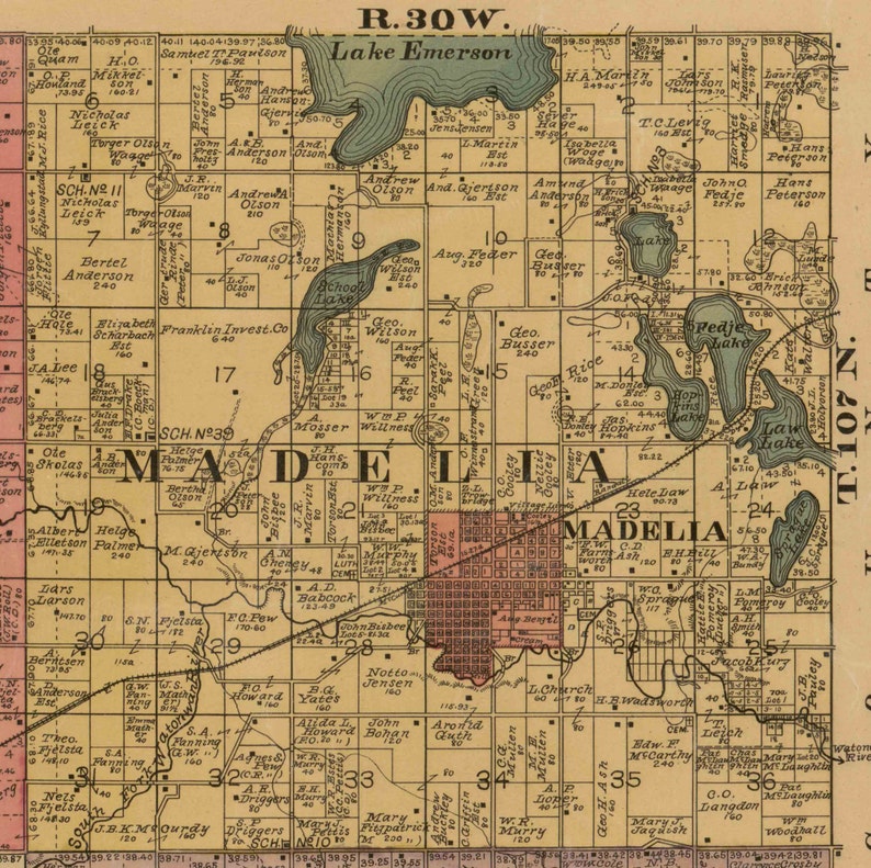 Watonwan County Minnesota 1898 Old Wall Map Reprint With Etsy