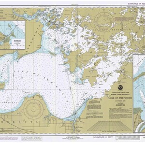 Lake of the Woods 1985 - Nautical Map Reprint - Great Lakes Harbors - Minnesota and Ontario Border Lakes -8 - 84 14999