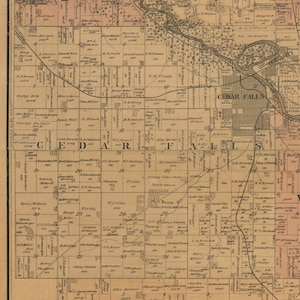Black Hawk County Iowa 1887 Old Wall Map Reprint With Landowner Names