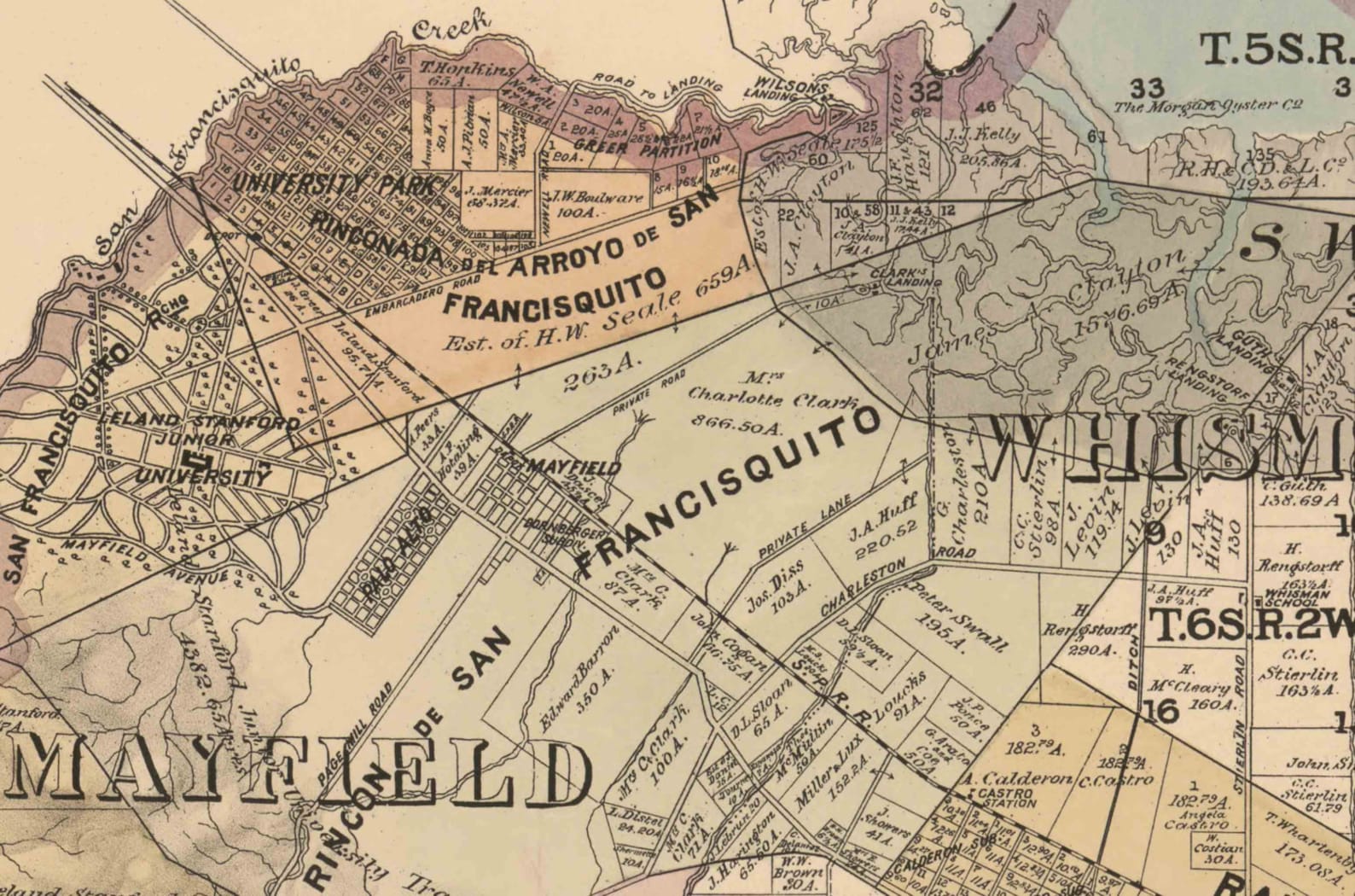 Santa Clara County California 1890 Old Wall Map Reprint with Etsy