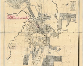 Fort Worth ca. 1880 Old Map - Reprint - Landowners Names - Texas Cities