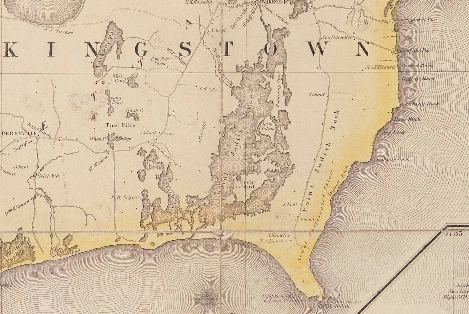 Washington County Rhode Island 1855 Old Map Homeowner Etsy