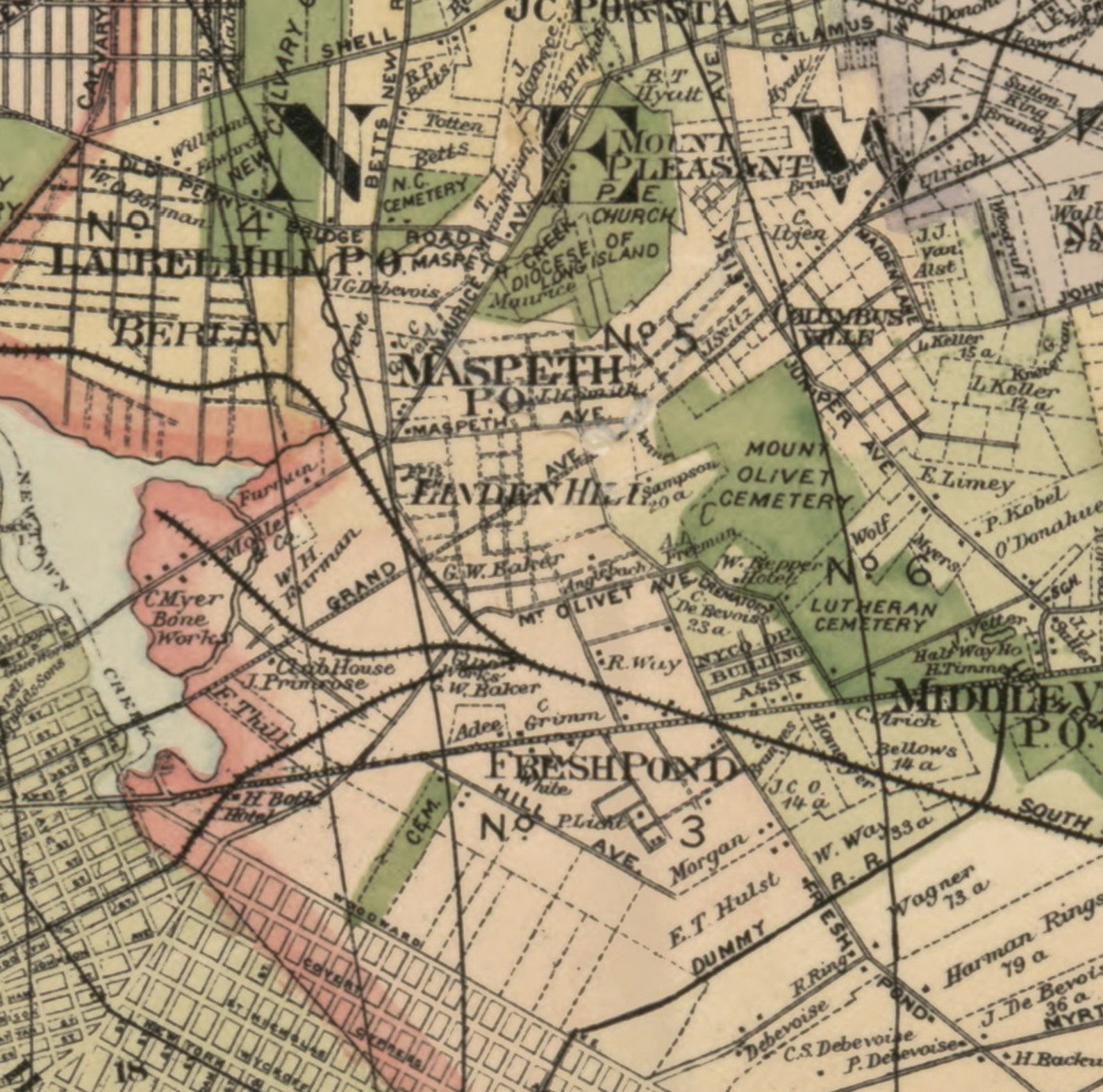 Queens 1886 Old Town Map With Homeowner Names New York Etsy