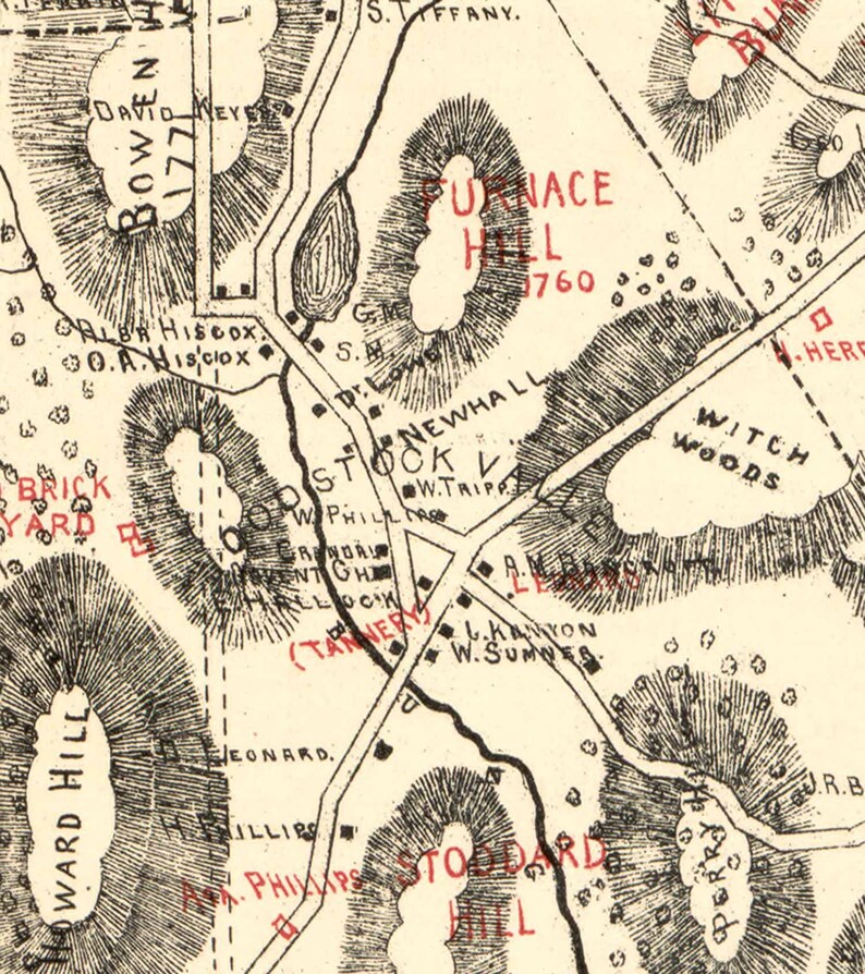 Woodstock Connecticut 1883 Old Map Reprint Homeowners Names - Etsy