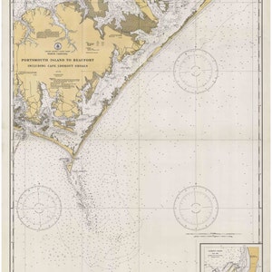 Portsmouth Island to Beaufort-1933-Outer Banks Williston Otway Smyrna Cape Lookout North Carolina-Nautical Map  Reprint  80000 AC Chart 1233