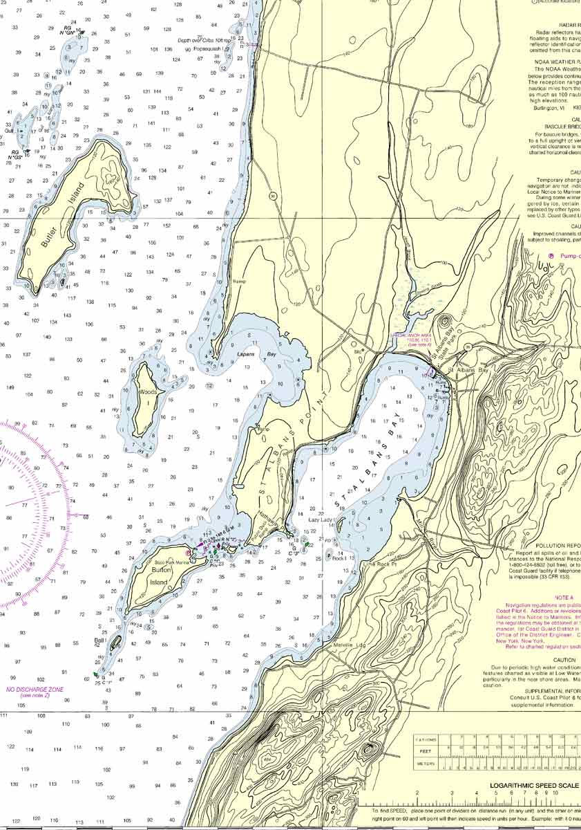 Le Rouses Map Rouses Point to South Hero Island, VT - 2013 Lake Champlain - Nautical ...