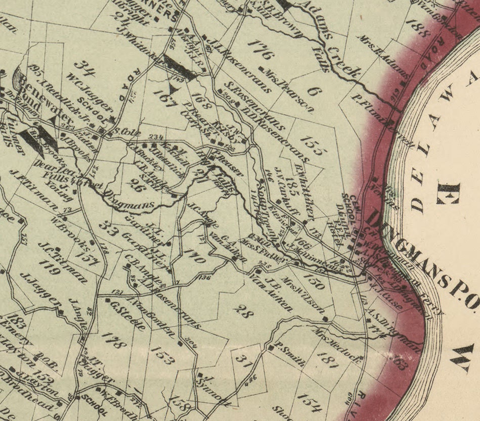 Pike County Pennsylvania 1872 Wall Map with Homeowner Etsy