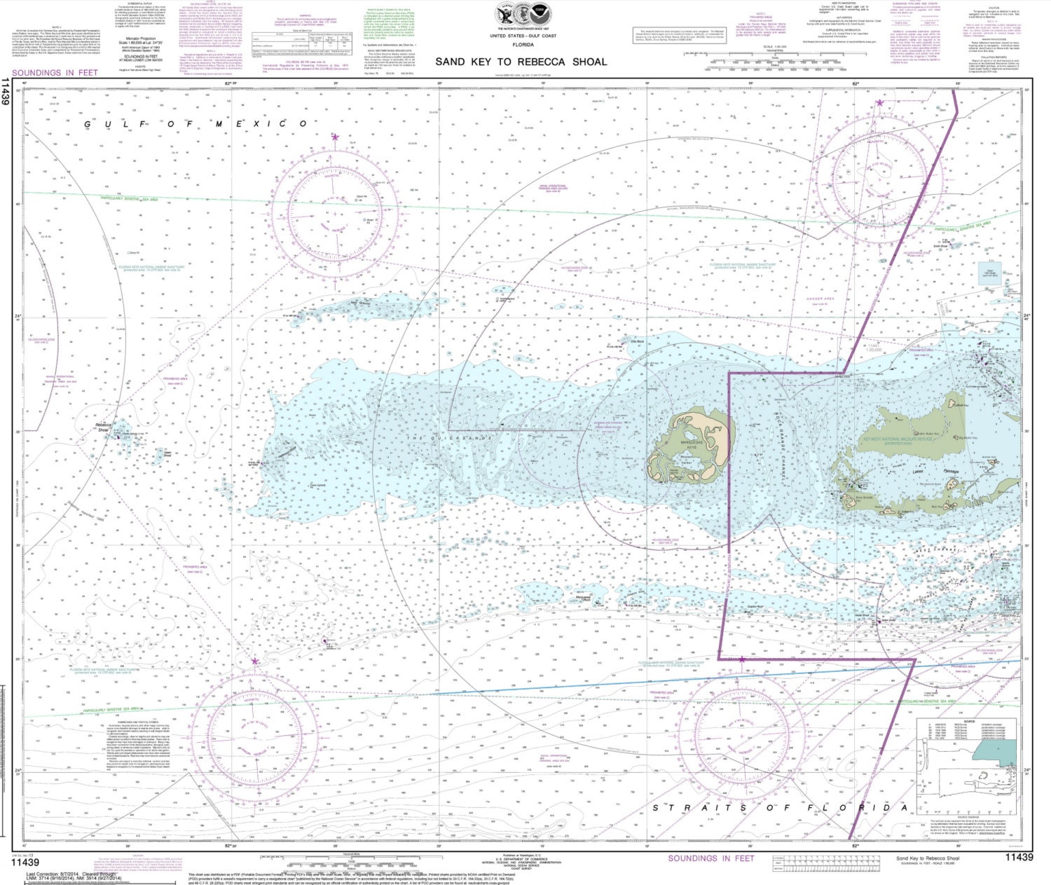 Antique Florida Keys 1962 US Coast Guard Nautical Map Marquesas Keys