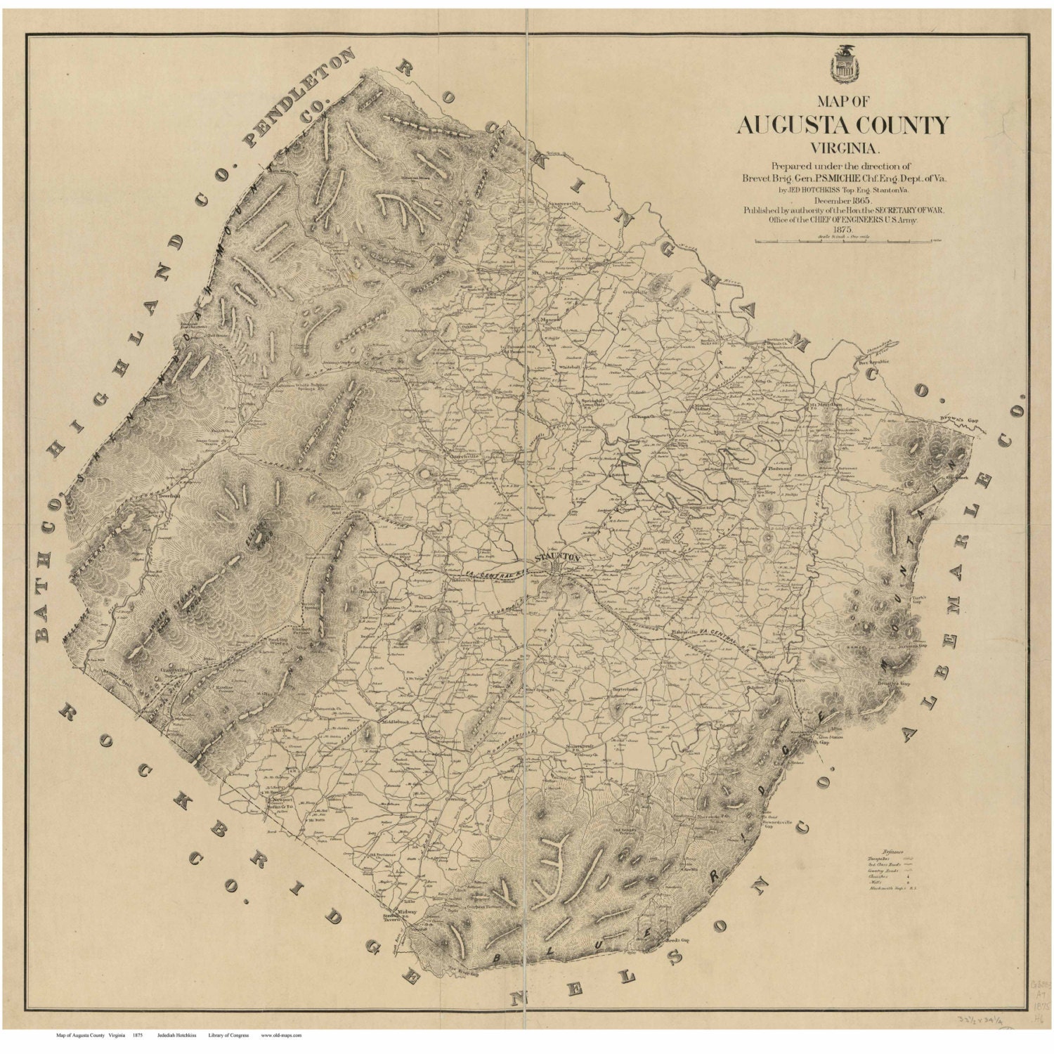 Augusta County Virginia 1875 Old Wall Map With Homeowner Etsy