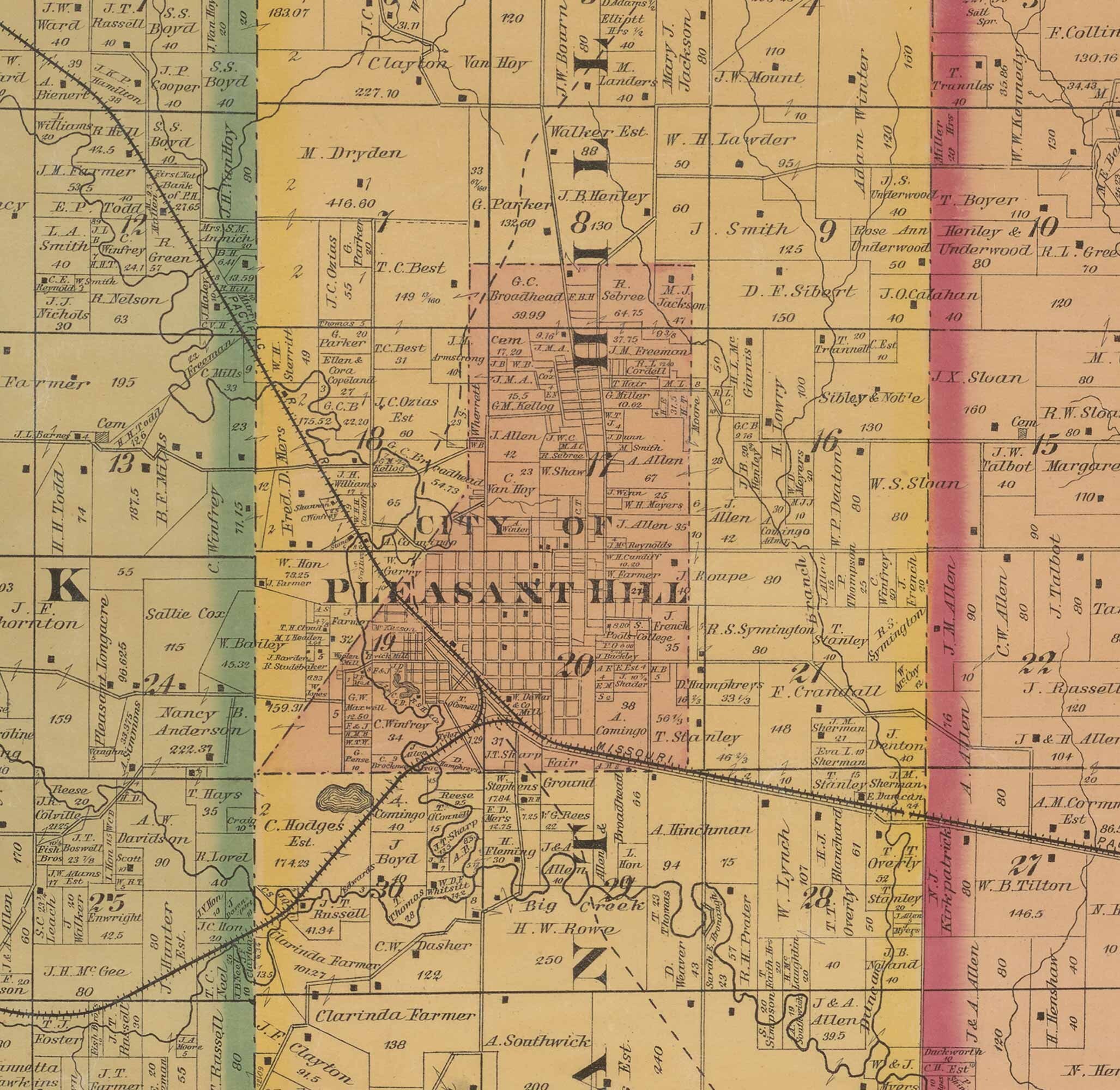 Cass County Missouri 1877 Old Wall Map with Landowner & Etsy
