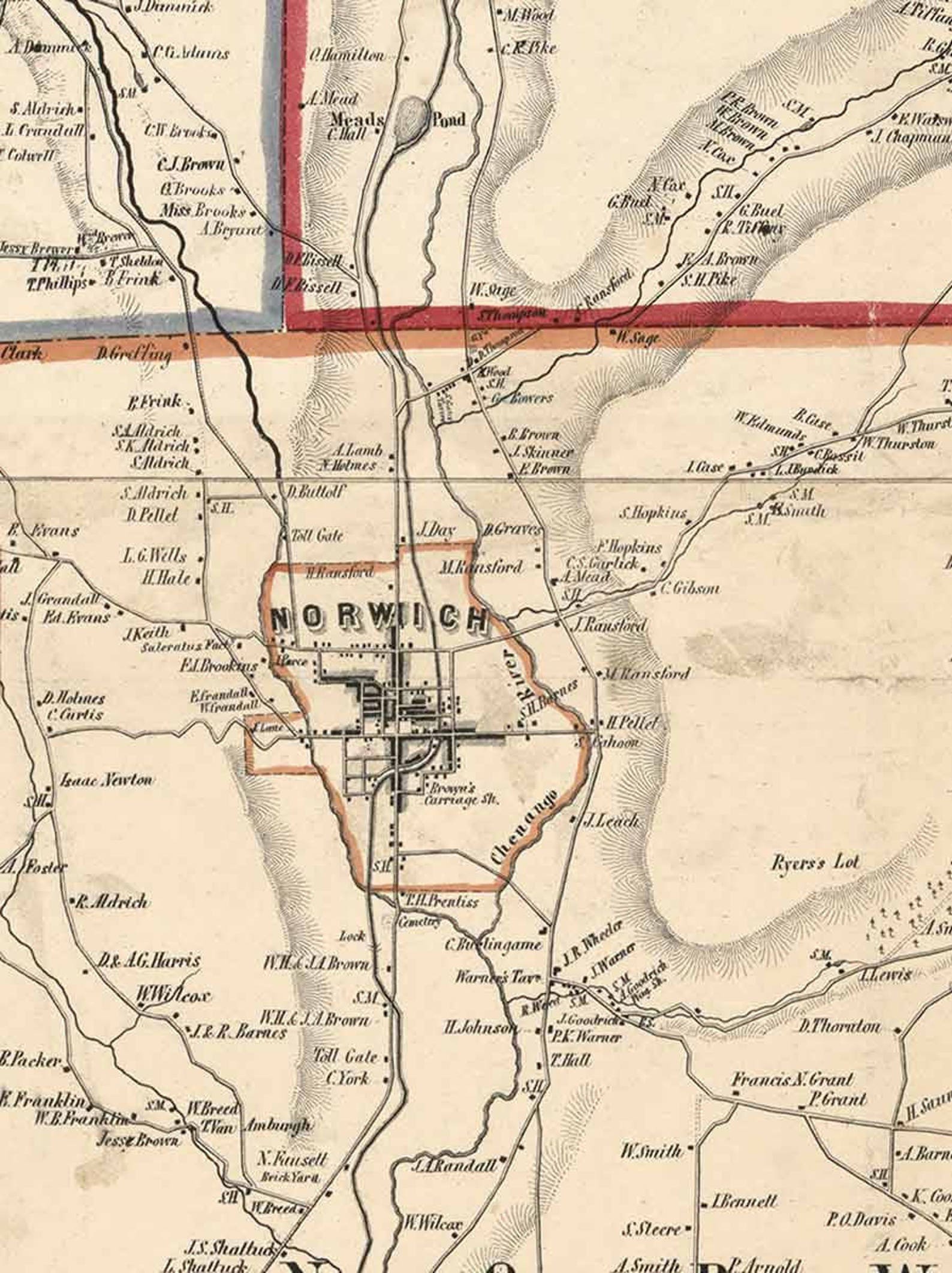 Chenango County New York 1855 Old Wall Map Reprint With Etsy