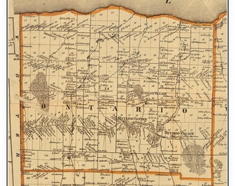 Ontario 1858 Old Town Map with Homeowner Names New York - Reprint Genealogy Wayne County NY TM